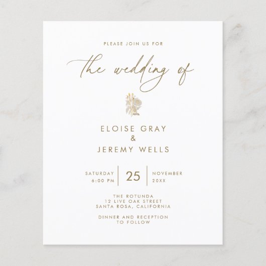 予算結婚式招待状 | Bella Flyer チラシ (正面)