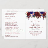 予算結婚式 プログラムブルガンディーブルーバラ花 (正面/裏面)