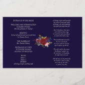 予算結婚式 プログラムブルガンディーブルーバラ花 (裏面)