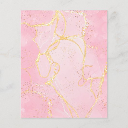 予算署名スクリプトピンク大理石の結婚式の招待 (裏面)
