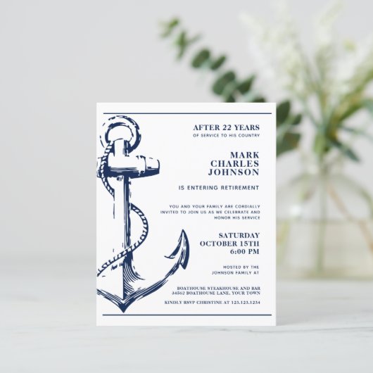 予算航海のいかり海軍の退職招待状 (スタンド正面)