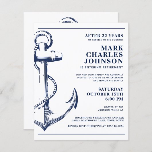 予算航海のいかり海軍の退職 (正面/裏面)