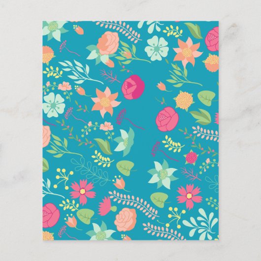 予算花模様の明るい青（任意の年齢）招待状 チラシ (裏面)