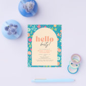 予算花模様の明るい青(任意の年齢)招待状 チラシ (シングル)