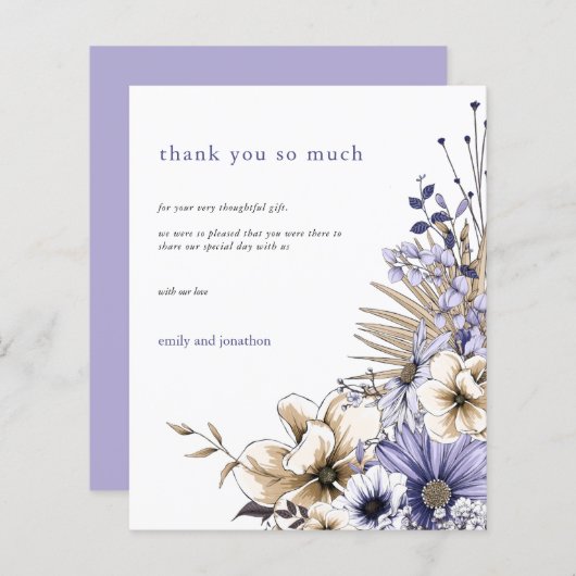 予算花模様の葉の薄紫結婚の感謝 (正面/裏面)