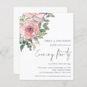 予算花模様結婚の夕べパーティの招待状 (正面/裏面)