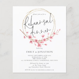 予算花模様結婚ズリハーサルディナー招待状