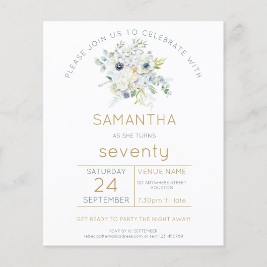 予算花模様70th Birthday Partyへの招待 (正面)