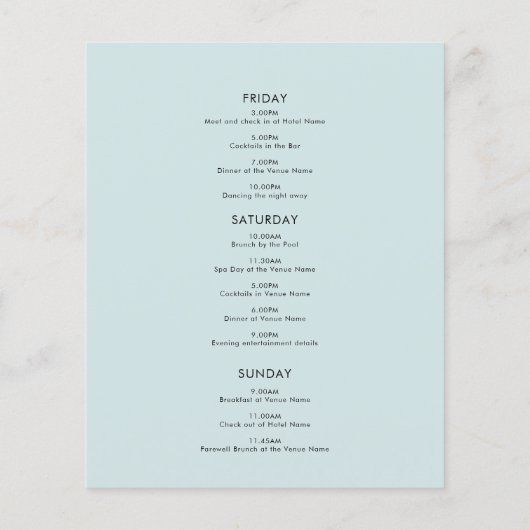 予算葉の旅程バチェロレッテ招待状 (裏面)