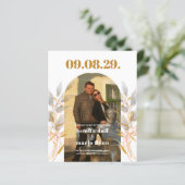 予算葉写真アーチ日付の保存招待状 (スタンド正面)