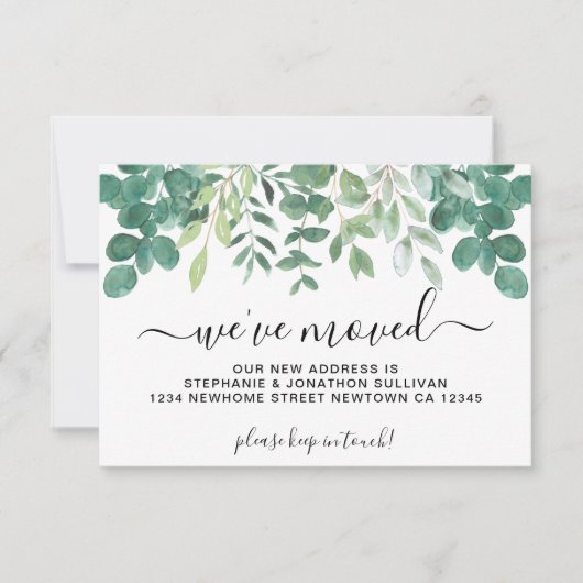 予算葉引っ越しました発表カード ノートカード (正面)