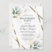 予算葉金ゴールド水カラー婚約パーティ 招待状 (正面)