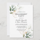 予算葉金ゴールド水カラー婚約パーティ 招待状 (正面)