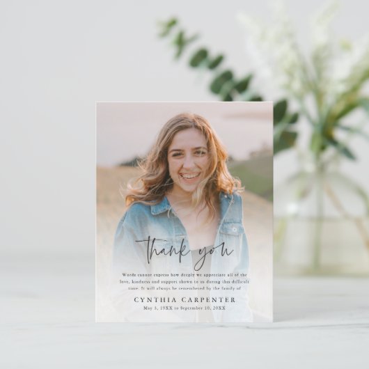 予算葬儀記念写真サンキューカード (スタンド正面)