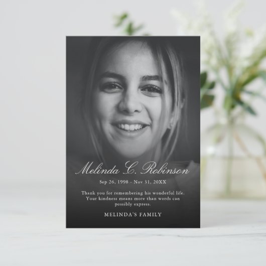 予算葬儀記念死別悔やみや弔慰写真 サンキューカード (スタンド正面)