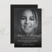 予算葬儀記念死別悔やみや弔慰写真 サンキューカード (正面/裏面)