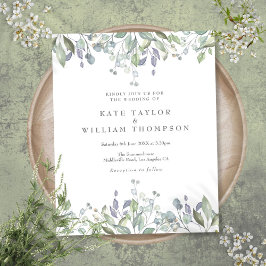 予算薄紫グリーナリーフローラ結婚式招待状