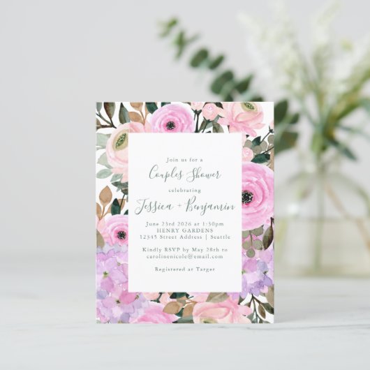 予算薄紫ピンクフローラストライプカップルのシャワー (スタンド正面)