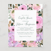 予算薄紫ピンクフローラストライプカップルのシャワー (正面)