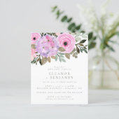 予算薄紫ピンクフローラブーケ結婚式の招待 (スタンド正面)