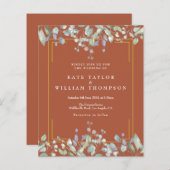 予算薄紫フローラテラコッタ結婚式招待状 (正面/裏面)