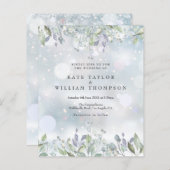 予算薄紫フローラ冬季ウェディング招待状 (正面/裏面)