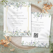 予算薄紫フローラQRコード結婚式招待状