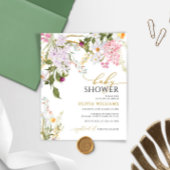 予算薄紫ワイルドフラワーベビーシャワー招待状