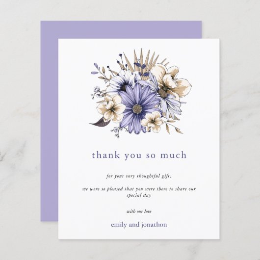 予算薄紫水の色花模様結婚ズサンキュー (正面/裏面)