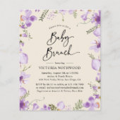 予算薄紫素朴フローラベビーブランチ招待状 (正面)
