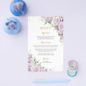 予算薄紫紫バラフローラ花メニューシート チラシ (シングル)