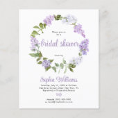 予算薄紫花ブライダルシャワー招待 (正面)