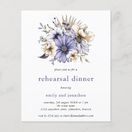 予算薄紫花模様リハーサルディナー招待状