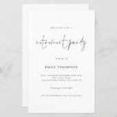 予算計画シンプルスクリプト除・売却パーティー招待状 (正面/裏面)