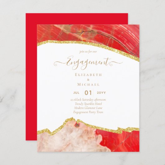 予算計算金ゴールド婚約パーティ モダン (正面/裏面)