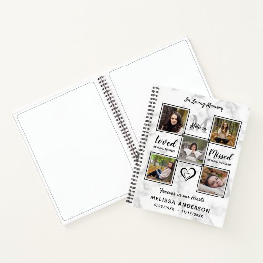 予算記念写真コラージュ悔やみや弔慰葬儀 ノートブック (内部)