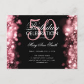 予算誕生日エレガントバラ金ゴールドライト招待状 ポストカード (正面)