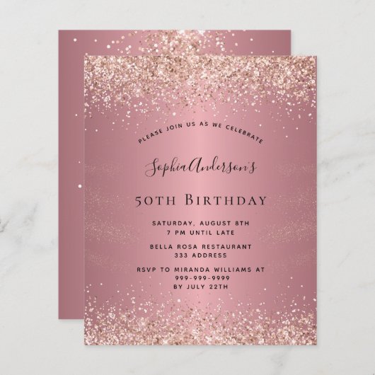 予算誕生日グリッターバラ金ゴールド金属 (正面/裏面)