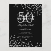 予算誕生日グリッター紙吹雪シルバーブラック ポストカード (正面)