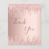 予算誕生日バラ金ゴールドグリッターサンキューカード (正面)