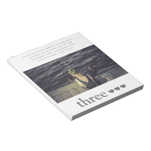 予算誕生日フォト招待状メモ帳 ノートパッド (アングル)