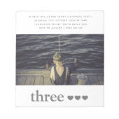 予算誕生日フォト招待状メモ帳 ノートパッド (正面)