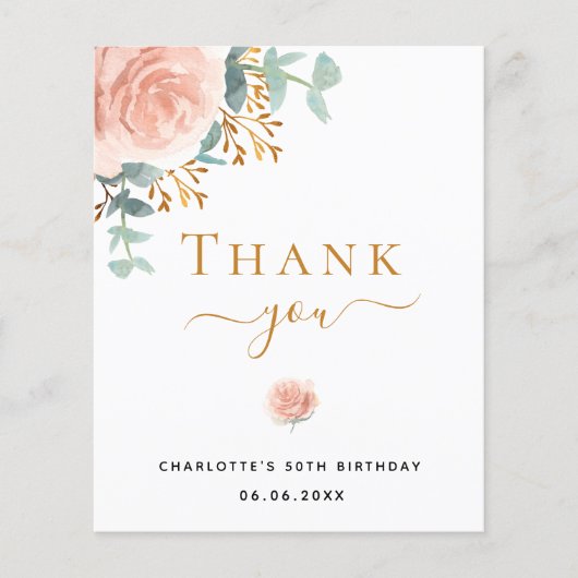 予算誕生日フローラユーカリサンキューカード (正面)