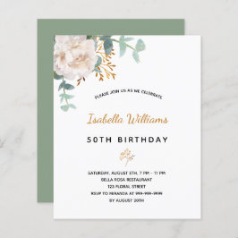 予算誕生日フローラユーカリ招待状