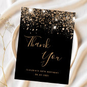 予算誕生日ブラック金ゴールドグリッターサンキューカード