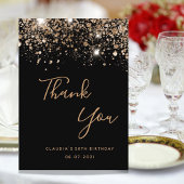 予算誕生日ブラック金ゴールドグリッターサンキューカード