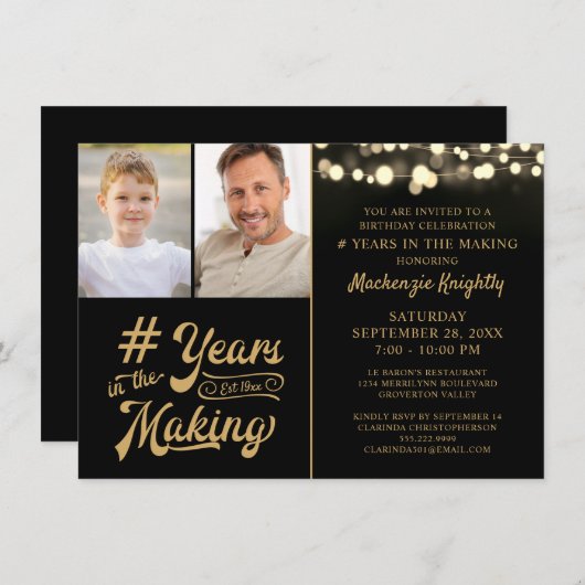 予算誕生日年の作成写真2 招待状 (正面/裏面)