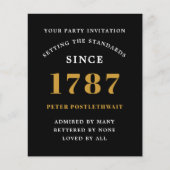 予算誕生日招待状ブラックアンド金ゴールドフライヤー チラシ (正面)