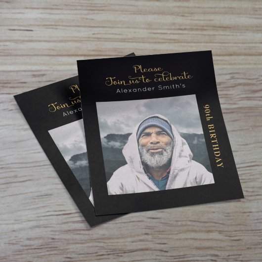 予算誕生日招待状ブラックアンド金ゴールド