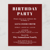 予算誕生日招待状レッドホワイト チラシ (裏面)